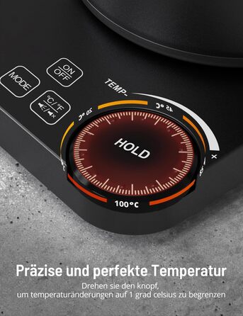 PARIS RHÔNE Swan Neck Kettle - 0.9L Temperature Control Kettle with Indicator, Knob, and 24-Hour Keep Warm Function - Dark Green