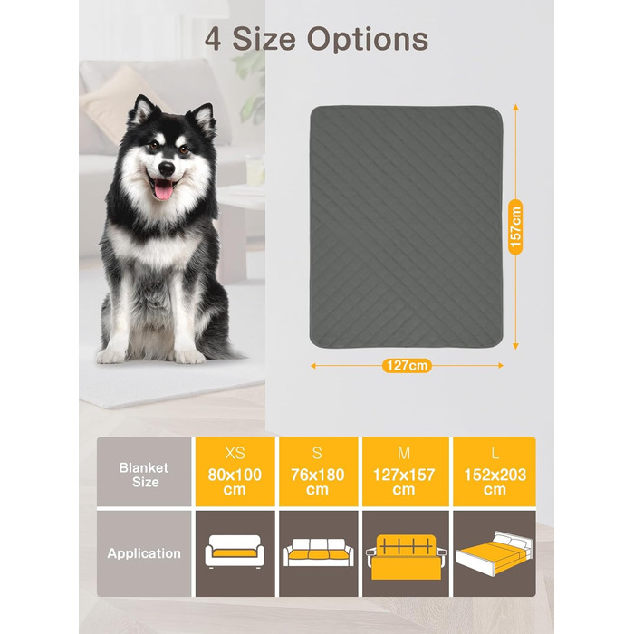 Водонепроникний килимок для собак, диванів та ліжок, захист від подряпин та шерсті, для цуценят та великих тварин, собак та котів (127x157 см)
