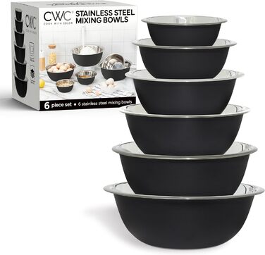 Набір місок для змішування Cook With Color, нержавіюча сталь, 6 штук, чорний колір