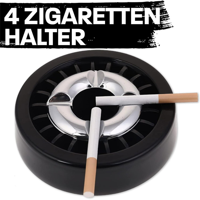 Переносний попільничка Praknu 3 Gluttöter для вулиці та дому: чорний, вітрозахисний, миється в посудомийній машині, стійкий до погодних умов