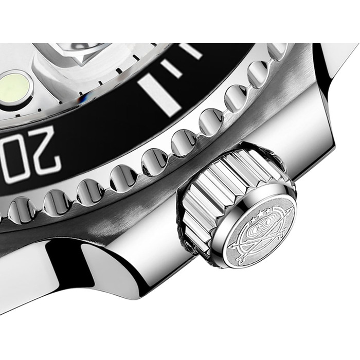 Чоловічий годинник ADDIESDIVE з кварцовим механізмом, аналоговий дисплей, водостійкий (20bar), сталевий браслет, великі світні стрілки (білий)