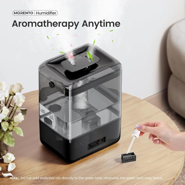 Розумний зволожувач повітря для спальні, велика кімната, 6 л, з дифузором для ефірних олій, керування через додаток та голосове управління, для дитячої кімнати та рослин, білий/чорний