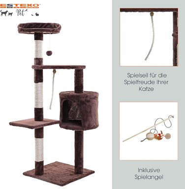 Кігтеточка для котів ESTEXO, ігровий комплекс, 112 см, XL, коричнева