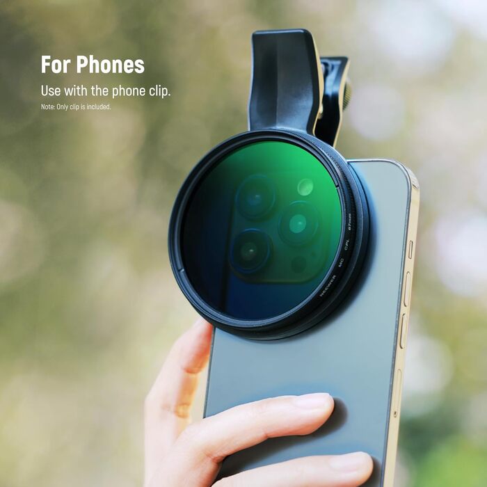 NEEWER 67mm Кліп-он CPL фільтр для смартфонів: поляризаційний фільтр для об'єктивів, фотозйомка, сумісний з Samsung Galaxy S25 Ultra, Google Pixel, Huawei, Xiaomi, iPhone