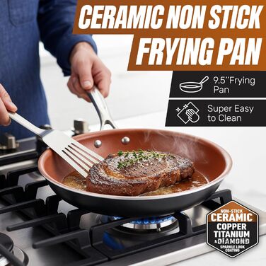 Набір посуду GOTHAM STEEL 12 предметів з антипригарним керамічним покриттям Chef Daniel Green, блакитний, без PFOA