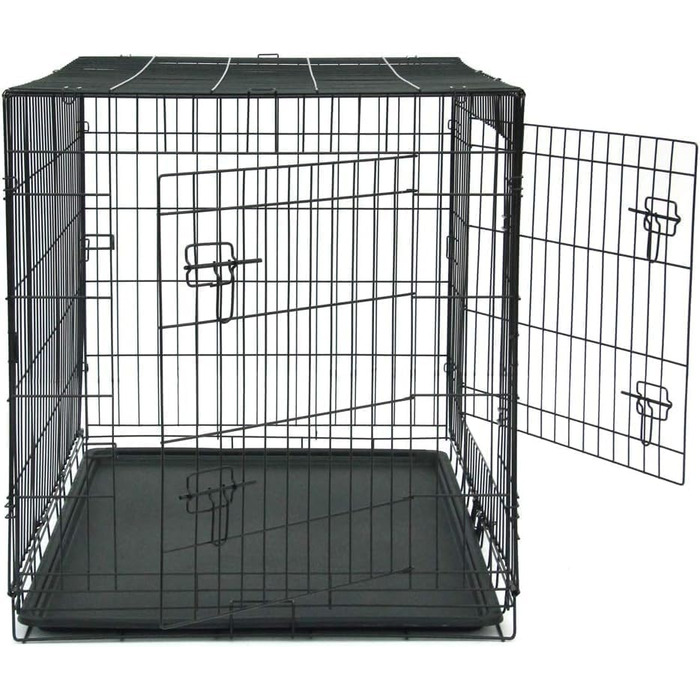 Клітка для собак складана з 2 дверцятами, переноска для собак в авто з піддоном (XL) 107 x 68 x 75 см