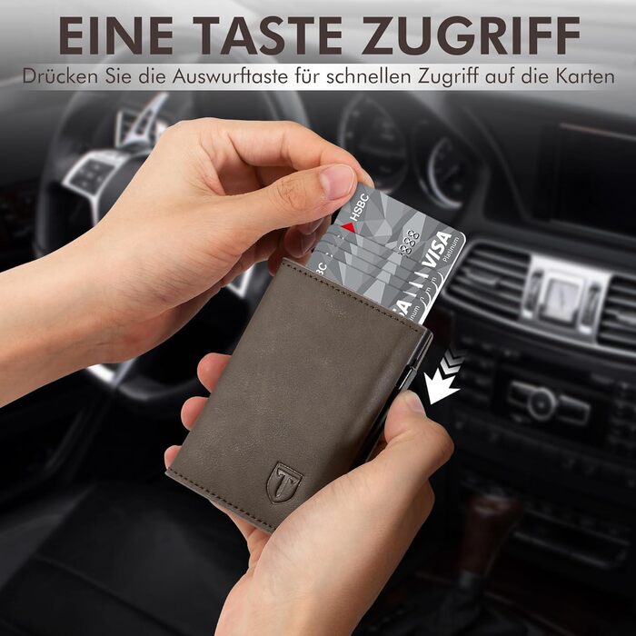 Чоловічий гаманець TENBST з відділенням для монет, Slim Wallet, картхолдер на 8-10 карт, RFID захист, преміум якість, портмоне, коричневий