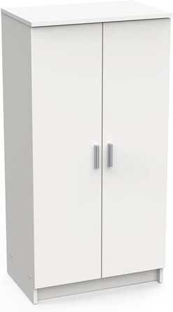 Multifunctional wardrobe with two doors, six shelves, white color, dimensions 55 x 108 x 36 cm