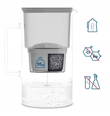 Скляний фільтр-кувшин Wessper D2 BOROSILICATE 3л, сірий + 3 фільтри
