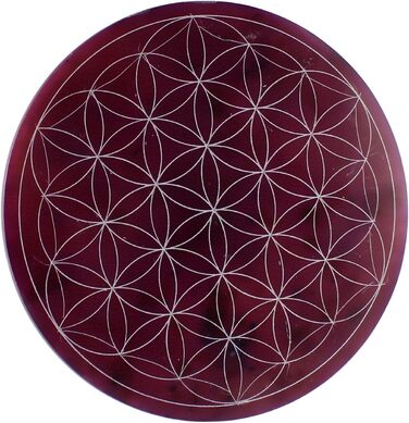 Speckstein coaster set with Flower of Life design • 7 colors • Chakra colors • Ø 10 cm • Handmade • Engraved • Round • Spiritual wall decoration & table decor • 7 pieces