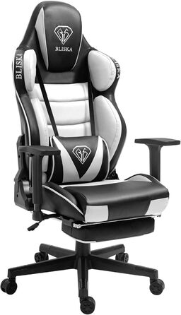 TRISENS Gaming Chair Racing Style Chair with Sports Seat and Ergonomic 4D Armrests, Color: Black/White