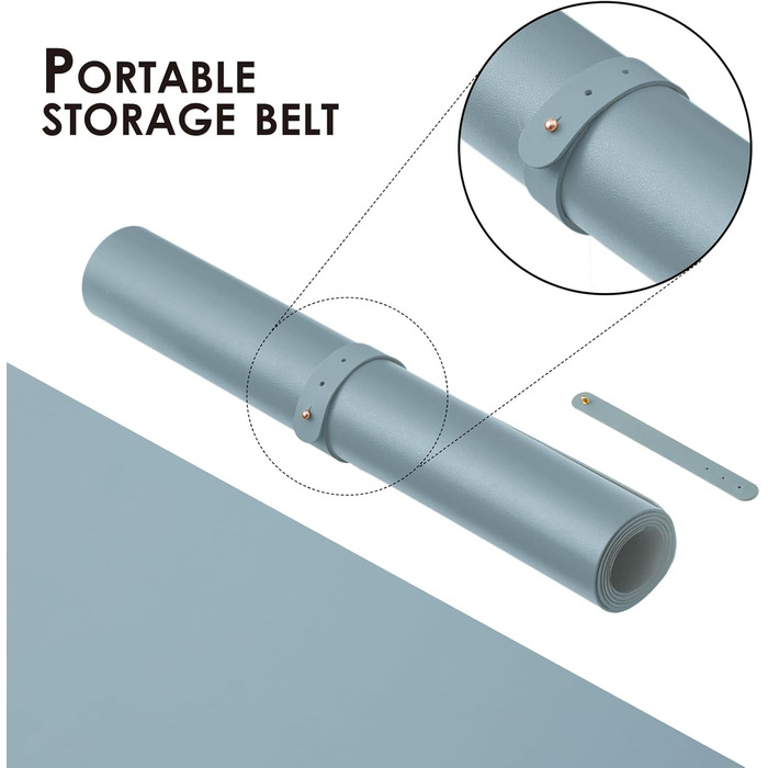 Підкладка для столу з екошкіри, 80x40 см, синього кольору - антиковзаюча, для офісу та дому