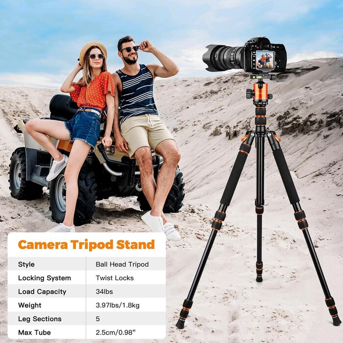 Штатив для камери VICTIV 203 см: алюмінієвий, для Canon, Nikon, Sony, з кульковою головкою та сумкою, до 15.4 кг