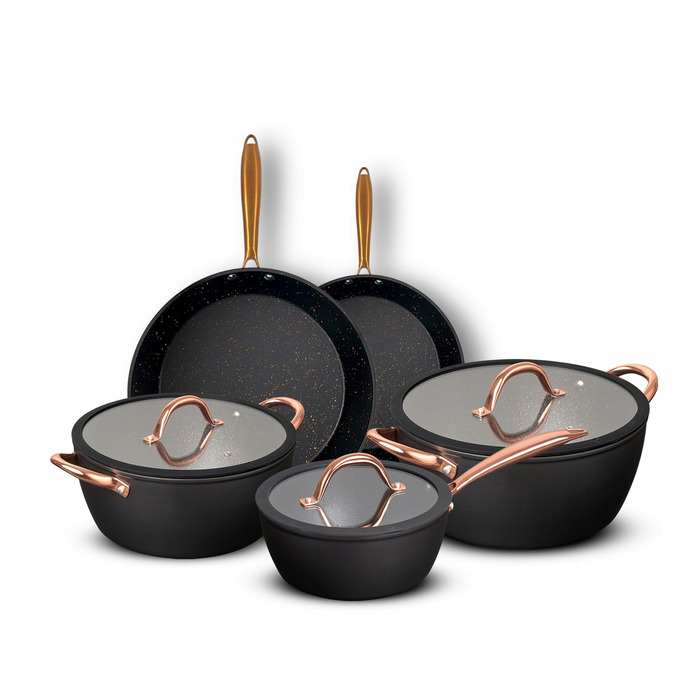 Набір каструль та сковорідок MG Home Rose Gold, 8 предметів, для індукційних плит