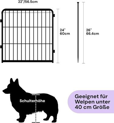 Вольєр для цуценят SunsGrove 60см, чорний, 2 частини, міцний, антикорозійний, без інструментів