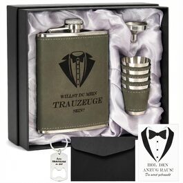 Персоналізований набір фляг 8oz з гравіюванням – фляга з нержавіючої сталі, 4 склянки, воронка та подарункова коробка для дружби, подарунок на весілля для чоловіків та жінок, сірий колір