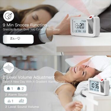 Projection Alarm Clock, TedGem Travel Alarm Clock Digital Clock Table Clock 3.8