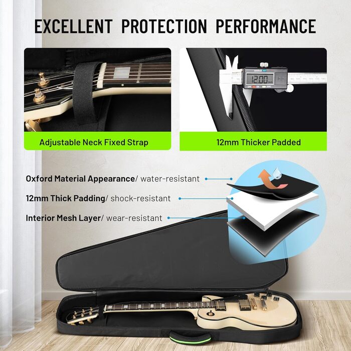 CAHAYA Softshell Сумка для електрогітари Outdoor - 12 мм підкладка, Gigbag з кишенями, патчі DIY, для ST, LP, Tele