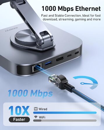 Багатофункціональний USB-C хаб та підставка BENFEI 9-в-1 для iPad Pro/Air/Mini: 4K@60Hz HDMI, Ethernet, USB 3.0, 100W PD, картридер SD/TF, складана поворотна конструкція