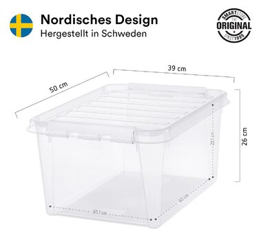 SmartStore - 10x Storage Box with Lid Classic (40x30x11cm) | Stackable Box with Lid | Food-Safe Plastic Box | Plastic Box with Lid & Reinforced Corners | 10-Year Warranty (31 L, 6-Piece Set)