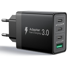 Мережевий адаптер Aioneus 40W з 4 портами USB-C та USB-A (1 шт, чорний)