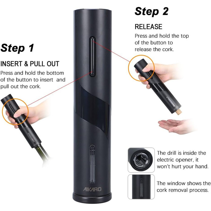 Електричний відкривачка для пляшок вина AIKARO, автоматичний, перезаряджуваний