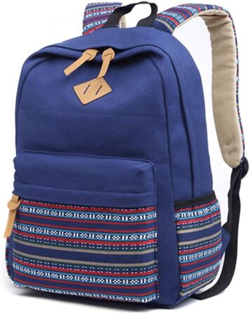 Жіночий/Дівчачий Рюкзак у Стилі Vintage з Смугами. Чорний рюкзак для підлітка, дівчини, студентки. З канвасу.