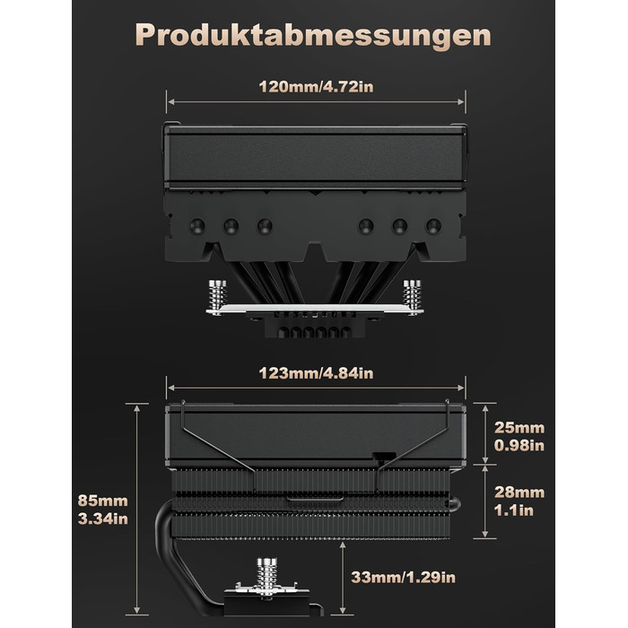 upHere H85KC6: Низькопрофільний кулер для CPU з ARGB підсвічуванням (180W TDP)