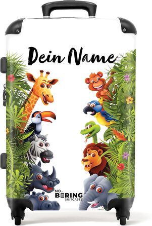 Дитячий валіза-роликовий колір зелений та білий з ім'ям, 55x40x20см, ручна поклажа, валіза для хлопчика з принтом 'РеннАвто', легкий, персоналізований