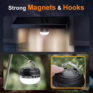 LED Camping Lamp, 10400mAh Battery Rechargeable RGB Color Changing, Steplessly Dimmable, Magnetic Camping Light with Hook for Home, Outdoor Activities, Hiking, Tent Light, Ambient Light, Emergency, etc.