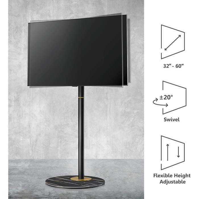 FITUEYES Adjustable Swivel TV Stand for 32-60 inch TVs - VESA 400x400 - Black