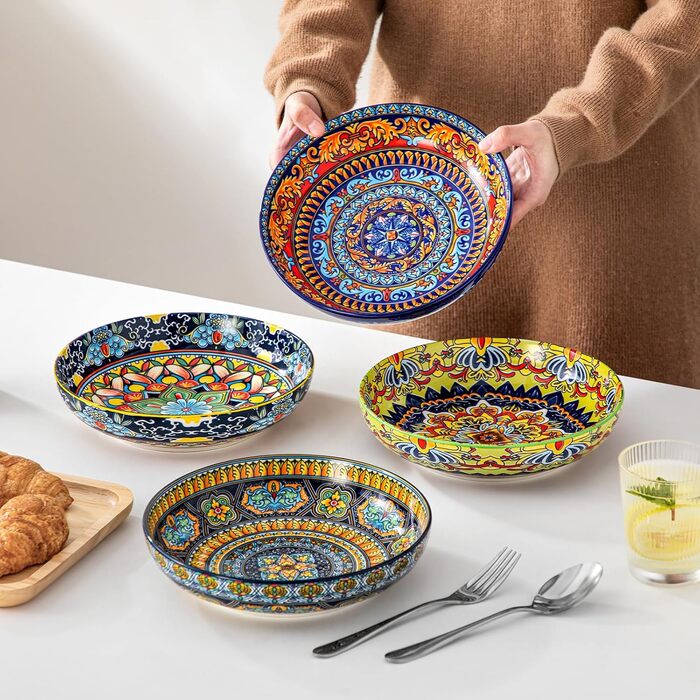 Набір супових тарілок Vancasso (6 шт) з порцеляни, 840 мл – для супу, салату, рамену, мюслі, пасти та десерту