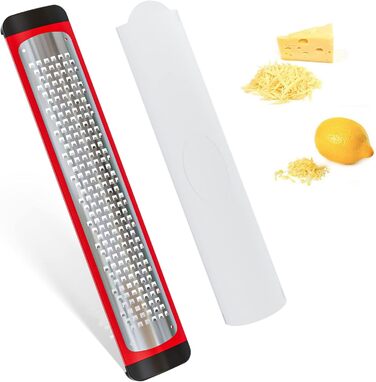 Empava Grater, Cheese Grater, Parmesan Grater, Kitchen Grater, Nutmeg Grater, Kitchen Reamer, Garlic Grater, Stainless Steel Grater, Lemon Zester, Ginger Grater, Nutmeg Grater, Stainless Steel Reamer, Parmesan Slicer - Red