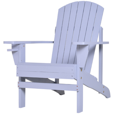 Крісло Adirondack Outsunny з підстаканником, масивне дерево, сіре, шезлонг для балкона, 72,5 x 97 x 93 см