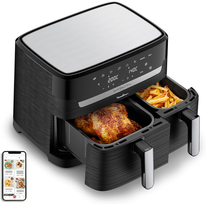 Фритюрниця Moulinex Dual Easy Fry XXL EZ942BF0: 8.3 л, 2 відсіки, 7 програм, для 6-10 осіб