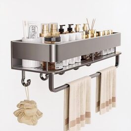 FOLAI Двосекційна кутова поличка для душу без свердління, 30 см, з нержавіючої сталі, сіра. Органайзер для ванної кімнати, швидка сушка, шампунь, тримач для душу.