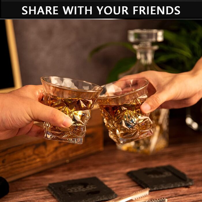 Набір для віскі: декантер, келихи, кулі, підставки, щипці - подарунок для чоловіка