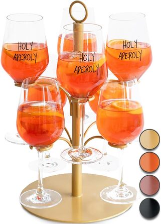 Стійка для коктейлів SpritzUpYourLife: 8 келихів, Aperol, Sarti Rosa, вечірка, подарунок (золото)