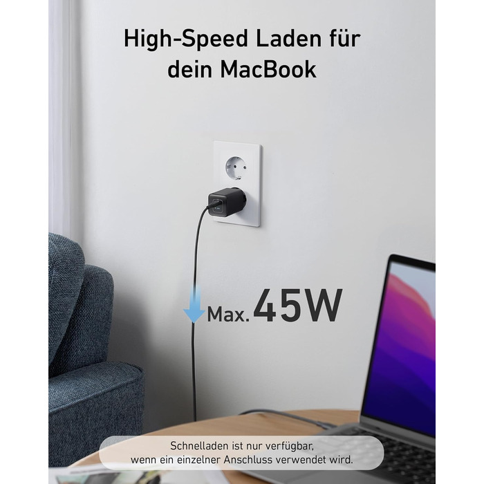 Зарядний пристрій Anker USB-C 47W (Nano 3) з 2 портами GaN, білий - для iPhone, Galaxy, Pixel, iPad