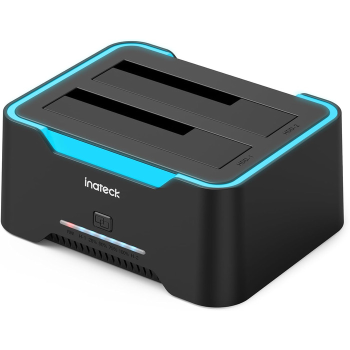 Док-станція Inateck USB 3.0 для HDD/SSD 2.5/3.5 дюймів, Dual-Dock, підтримка Offline-клонування, RGB, SA02002
