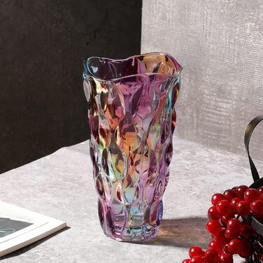 Скляна ваза для квітів Blumenvase Glas, 24 см, кришталева ваза, сучасний дизайн, велика ваза для букетів тюльпанів, декор для дому, подарунок на весілля, день матері (Бохо, кольорова)