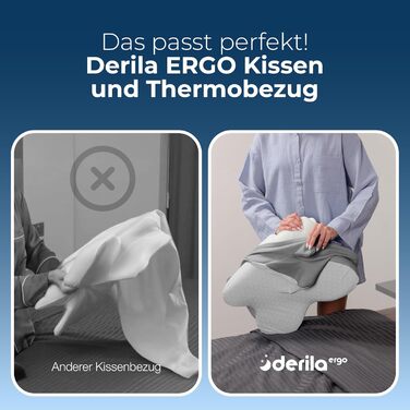 Подушка Derila Ergo Kopf Memory Foam для сну на боці, спині та животі (1 шт) з термотканиною 54x36x12 см