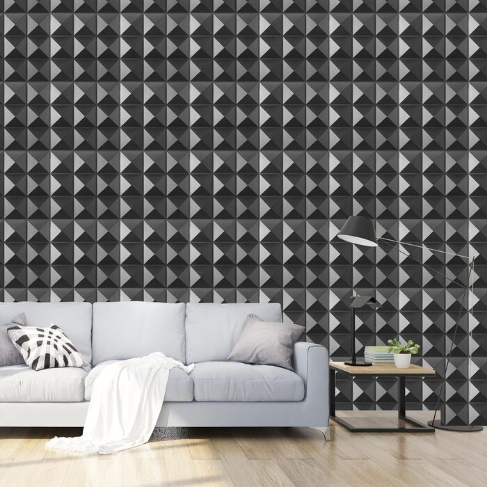 3D панелі на стіну ПВХ чорні, декоративні стінові та стельові панелі для геймерської зони, вітальні та спальні, 2 шт.