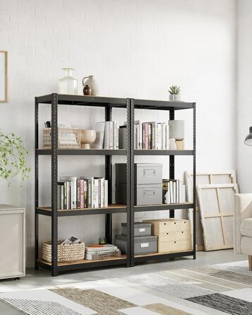 SONGMICS 2-Tier Industrial Shelving Unit - Vintage Brown & Black