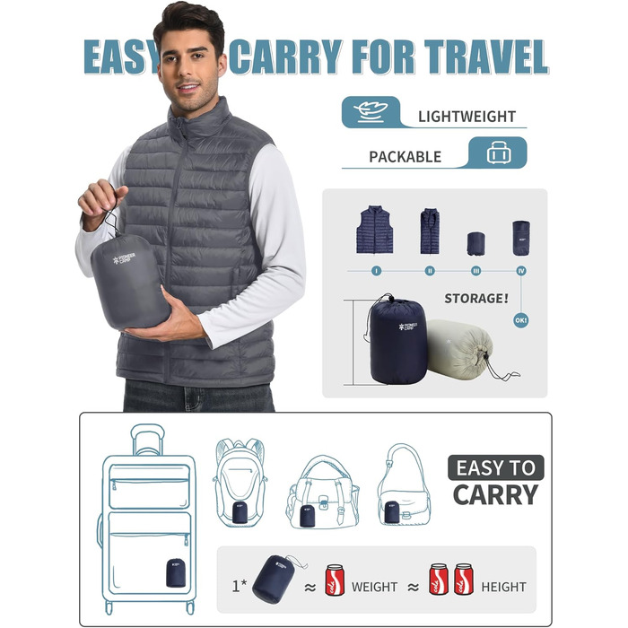 Чоловіча жилетка Pioneer Camp Leichte Pufferweste: легка, стеганая, водонепроникна, з можливістю складання, для роботи, відпочинку, подорожей (сірий)