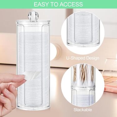 Організатор для косметики: контейнери для ватних паличок та дисків, прозорий, для ванної кімнати та спальні