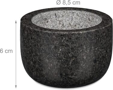 Гранітний ступка з пестиком Relaxdays, сірий, Ø 8,5 см, об'єм 100 мл