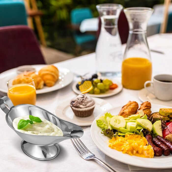ULTECHNOVO Sauce Bowl for Sauces, 284 ml, Stainless Steel, Sauce Boat, Sauces, Milk Pitcher, Sauce Container for Warming Sauces, Salad, Dressings, Serving Bowls