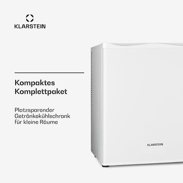 Міні-холодильник Klarstein 30л для напоїв та косметики, білий. Компактний міні-бар, тихий холодильник з регульованими полицями, 5-15°C