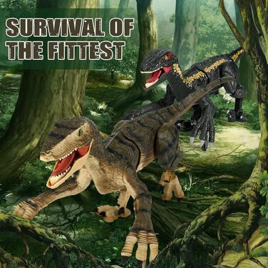 Remote Control Dinosaur Toy, Electronic Walking Velociraptor with LED Lighting & Realistic Simulation Sounds, 2.4 GHz Velociraptor Toy, Best RC Dinosaur Gifts for Kids